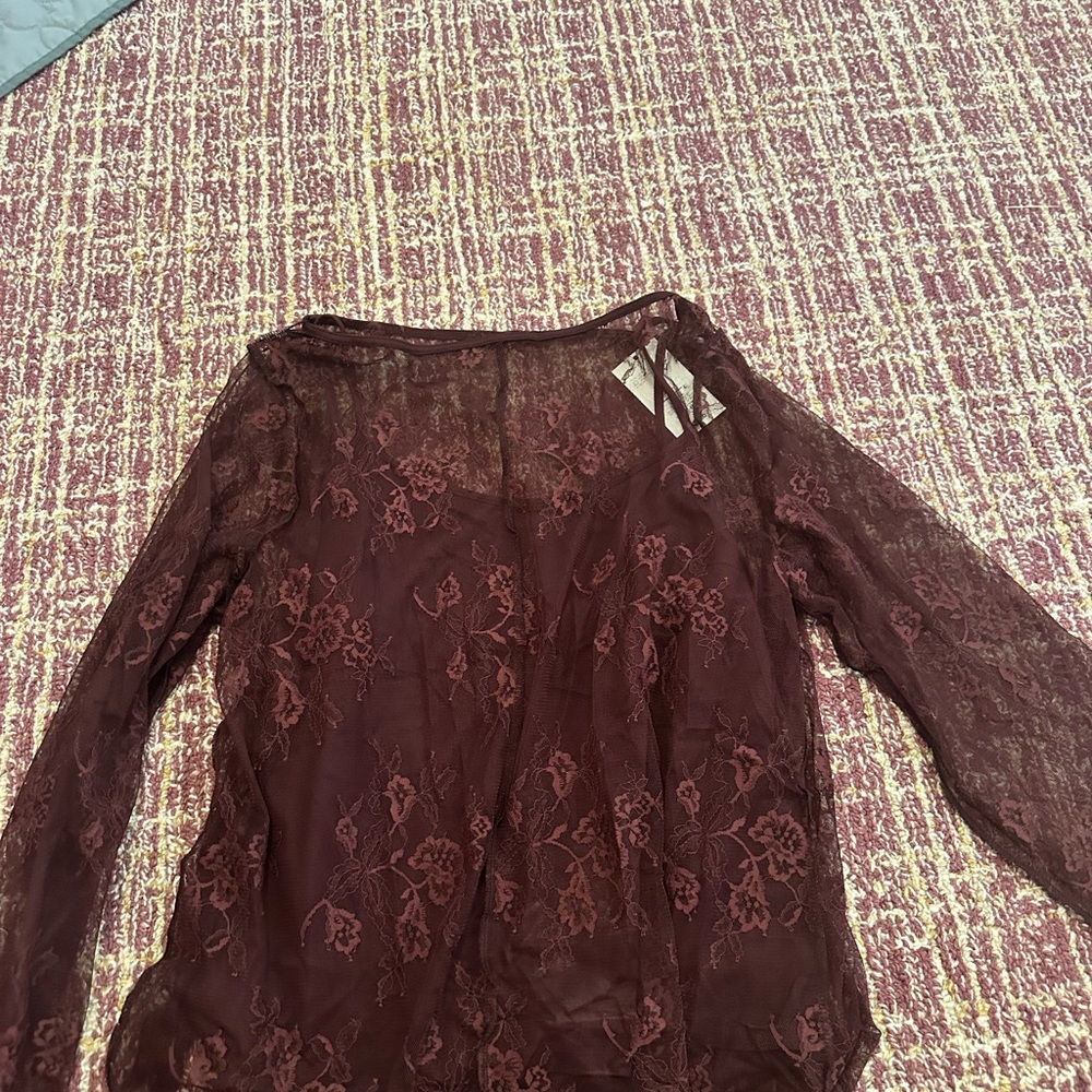 Burgundy Lace Top